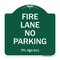 Signmission Designer Series Texas Fire Lane No Parking, Green & White Aluminum Sign, 18" L, 18" H, GW-1818-22825 A-DES-GW-1818-22825 - alternate 1